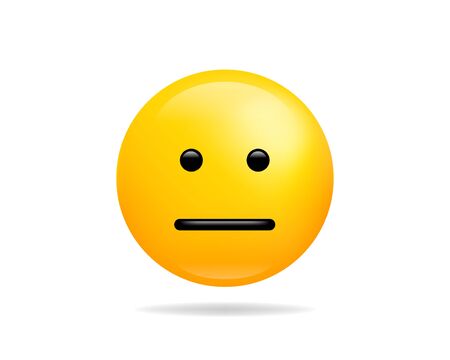 Neutral smile icon vector symbol. Smiley face yellow cartoon character.のイラスト素材