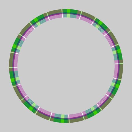 Round frame vector vintage pattern design template. Circle border designs plaid fabric texture. Scottish tartan background for collage art, gif card, handmade crafts.のイラスト素材