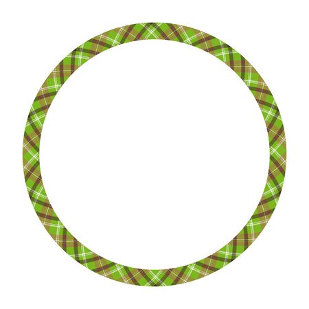 Circle borders and frames vector. Round border pattern geometric vintage frame design. Scottish tartan plaid fabric texture. Template for gift card, collage, scrapbook or photo album and portrait.のイラスト素材