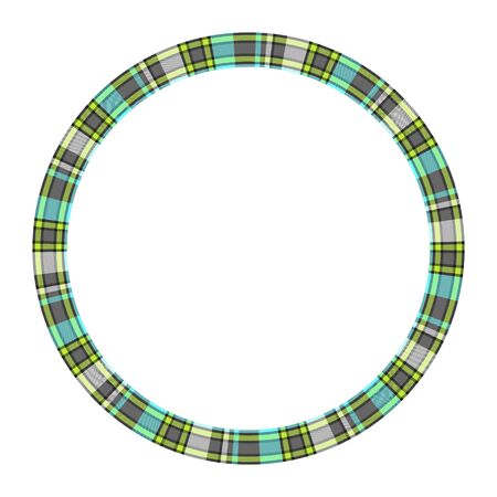 Round frame vector vintage pattern design template. Circle border designs plaid fabric texture. Scottish tartan background for collage art, gif card, handmade crafts.のイラスト素材