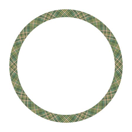 Circle borders and frames vector. Round border pattern geometric vintage frame design. Scottish tartan plaid fabric texture. Template for gift card, collage, scrapbook or photo album and portrait.のイラスト素材