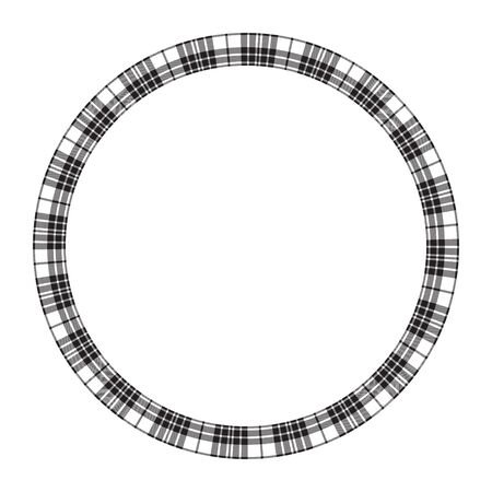 Round frame vector vintage pattern design template. Circle border designs plaid fabric texture. Scottish tartan background for collage art, gif card, handmade crafts.のイラスト素材