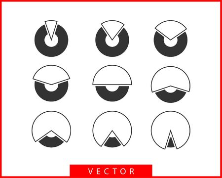 Set pie chart icons. Circle diagram vector. Collection Charts graphs logo template. Flat design.のイラスト素材