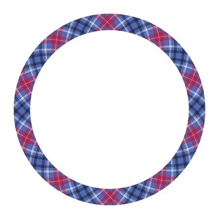 Circle borders and frames vector. Round border pattern geometric vintage frame design. Scottish tartan plaid fabric texture. Template for gift card, collage, scrapbook or photo album and portrait.のイラスト素材