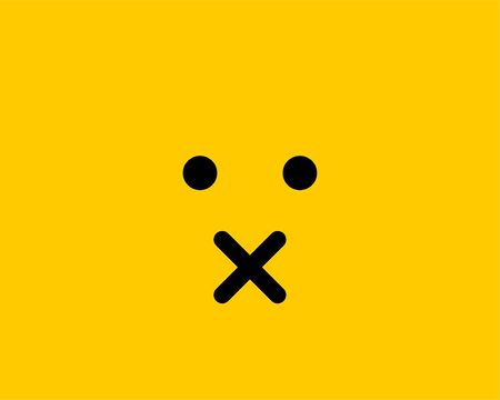 Emoji smile icon vector symbol on yellow background. Smiley face cartoon character wallpaper.のイラスト素材