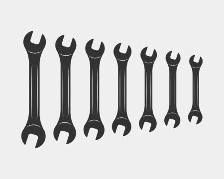 Tools vector wrench icon. Spanner logo design element. Key tool isolated on white backgroundのイラスト素材