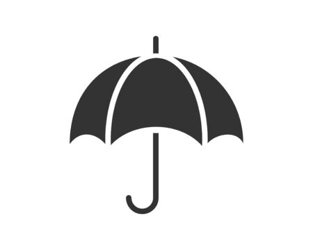 Umbrella icon vector. Rain protection. Concept for insurance company. Black and white silhouette flat design.のイラスト素材