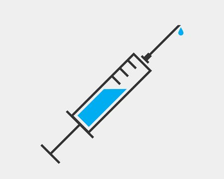 Medical icons vector. Syringe icon medicine drug. Black and white silhouette isolated on background.のイラスト素材