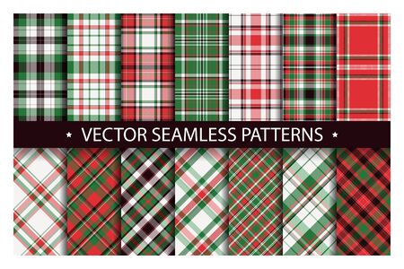 Tartan set pattern seamless plaid vector. Geometric background fabric texture. Modern check fashion template for textile print, wrapping paper, gift card, wallpaper flat design.のイラスト素材
