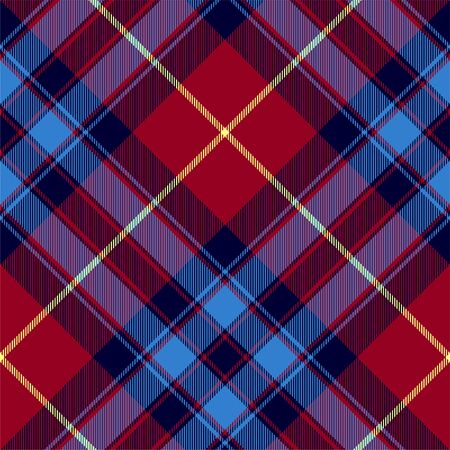 Blue red check plaid texture seamless pattern. Vector background.のイラスト素材