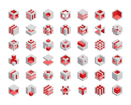 Cube vector design.  Cubes 3d set template graphic elements.のイラスト素材