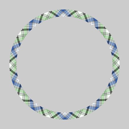 Circle borders and frames vector. Round border pattern geometric vintage frame design. Scottish tartan plaid fabric texture. Template for gift card, collage, scrapbook or photo album and portrait.のイラスト素材