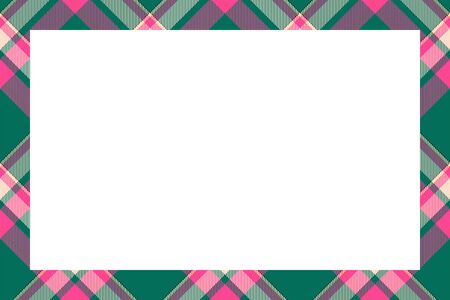 Vintage frame vector. Scottish border pattern retro style. Beauty empty background, template for photo, portrait, album. Tartan plaid ornament.のイラスト素材
