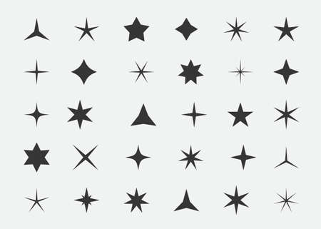 Set of stars and highlights. Star icon. Vector illustration.のイラスト素材