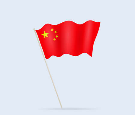 China flag on flagpole waving in the wind. Vector illustration.のイラスト素材