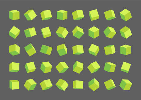 Set of different green cubes. Vector illustration.のイラスト素材