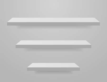 Set of white different furniture shelves. Vector illustrationのイラスト素材