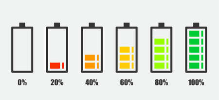 Degree of battery charge. Simple icon flat design. Vector illustration.のイラスト素材