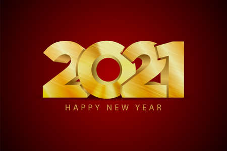 Happy 2021 new year golden letters banner style for holidays greetings cards, invitations, christmas congratulations. Vector illustration.のイラスト素材