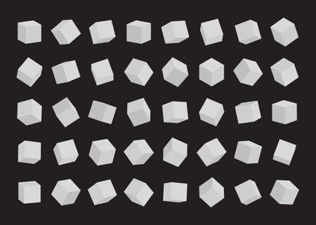 Set of white cubes. Vector illustration.のイラスト素材