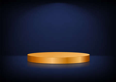 Empty stage background. Golden round podium for presentation. Vector illustration.のイラスト素材