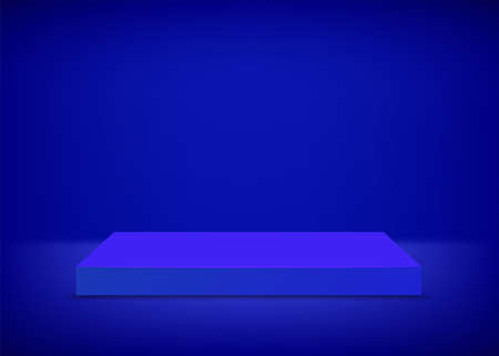 Empty stage. Blue background. Podium for presentation. Vector illustration.のイラスト素材
