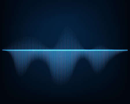 Sound wave. Abstract background of glowing curve lines.