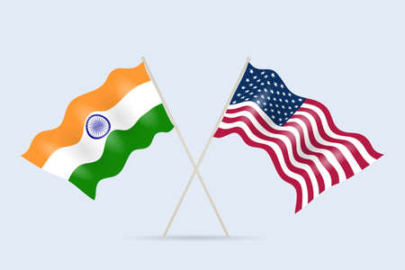 Flag of USA and India together. A symbol of friendship and cooperation of states. Vector...