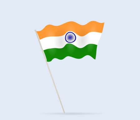 India flag on flagpole waving in the wind. Vector illustration.のイラスト素材