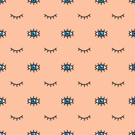 Pop art, eyes, seamless pattern. Abstract vector background.のイラスト素材