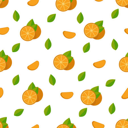 Tropical fruits, oranges, seamless pattern. Vector background for summer holiday, vacation.のイラスト素材
