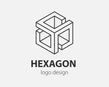 Block Logo abstract design Technology communication vector template linear style. Intelligence internet web Logotype concept icon.のイラスト素材