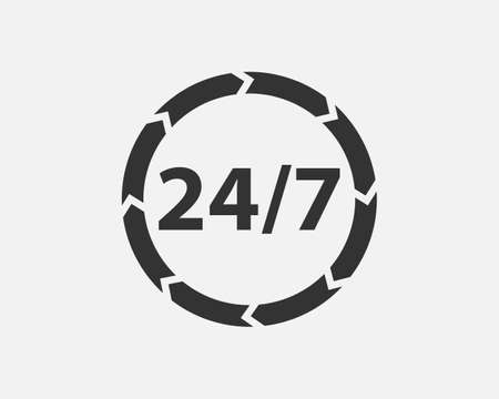 24 Hours a day service icon symbol vector. Signs and symbol for websites, web design, mobile appのイラスト素材