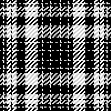 Plaid check pattern in black and white. Seamless texture fabric background.のイラスト素材