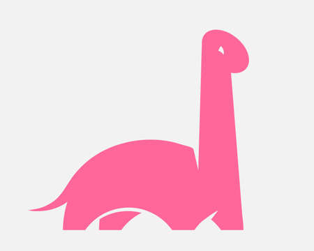 Pink dino silhouette for logo or print. Cute dinosaur vector illustration.のイラスト素材