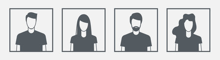 User icon vector. People head avatar illustration. Man and woman face sign for web design or mobile app.のイラスト素材