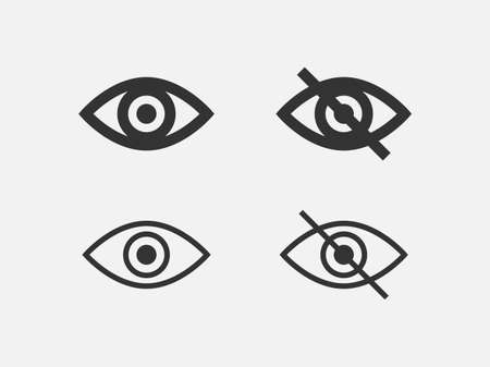Set show password icon, eye symbol. Vector vision hide from watch icon. Secret view web design element.のイラスト素材