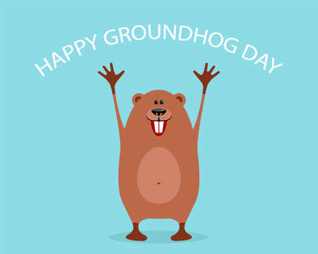 Happy groundhog day celebration. Funny vector cartoon illustration with marmot.のイラスト素材