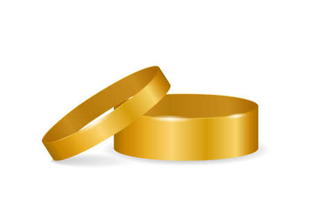 Gold wedding rings vector illustration. Jewelry glow ring, romance and love symbol.のイラスト素材