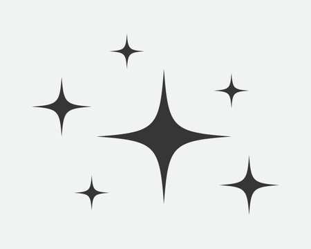 Stars vector icon. Abstract star symbol black and white. Galaxy collection signのイラスト素材