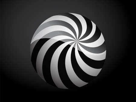 Abstract pattern cover black and white 3D ball. Vector illustration isolated on dark background.のイラスト素材
