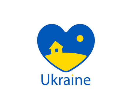 Ukrainian heart in blue-yellow colors of the flag of Ukraine. Love for freedom and democracy.のイラスト素材