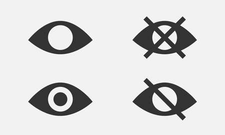 Set show password icon, eye symbol. Vector vision hide from watch icon. Secret view web design element.のイラスト素材