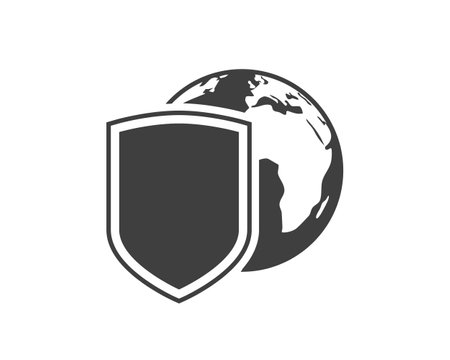 Shield protect the world vector icon on white background.のイラスト素材