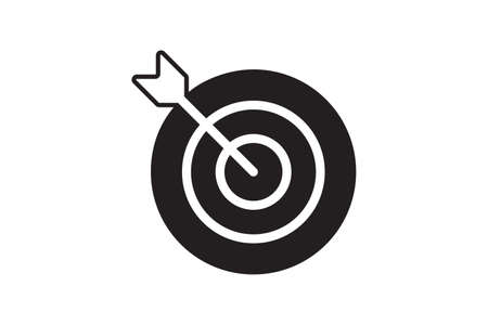 Arrow in target icon. strategy symbol success. Vector illustration black and white color.のイラスト素材