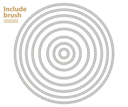 Rope seamless round frame brush template. Vector border decorative art design. Elegant style blank.のイラスト素材