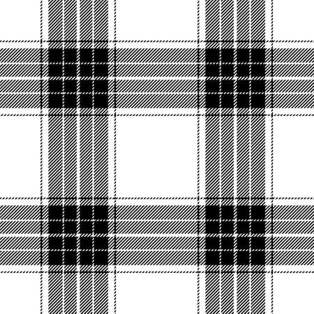 Plaid seamless pattern in black and white. Check fabric texture. Vector textile print design.のイラスト素材
