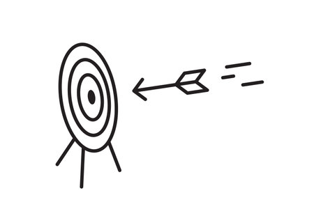 Arrow in target icon. strategy symbol success. Vector illustration black and white color.のイラスト素材