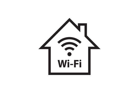 WiFi symbol signal connection. Vector wireless internet technology sign. WiFi network communication icon. Radio antenna design.のイラスト素材