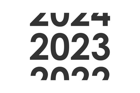 2023 Happy New Year logo text design template card, banner, web. Vector illustration with black labels isolated on white background.のイラスト素材